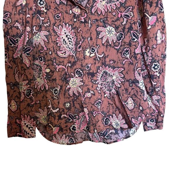 ALC Top Womens 2 Multicolor Paisley Print Popover Split Neck Blouse Shirt - Picture 5 of 9